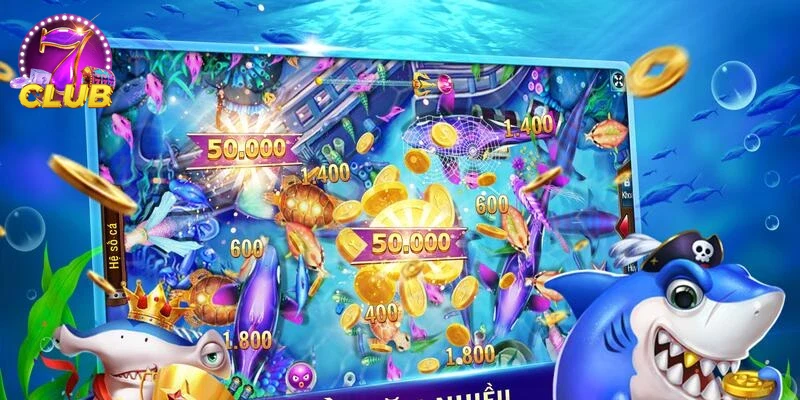 Giao diện trang chủ 7CLUB với chương trình khuyến mãi bắn cá nổi bật